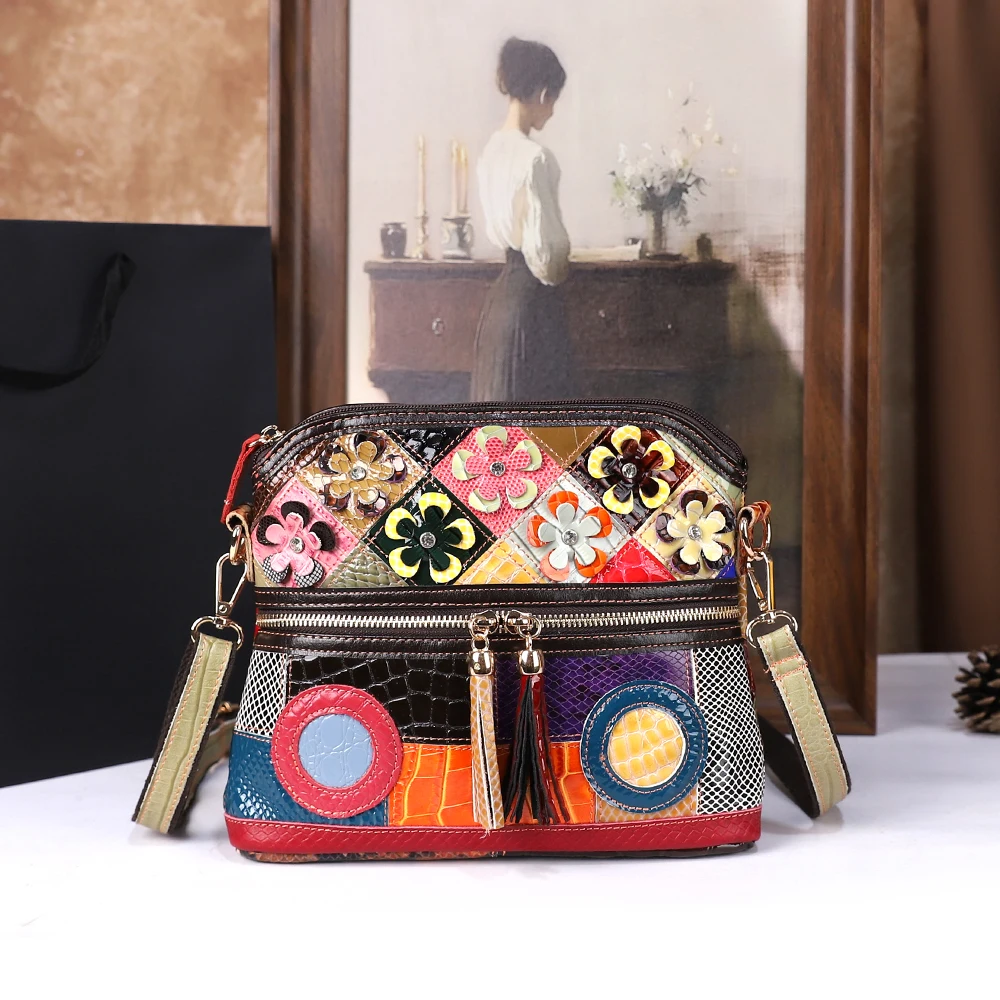 

Trendy Spliced Color Blo Snake Skin Pattern Leather oulder Bag for Women Small Casual Crossbody Bag with Zipper Closure