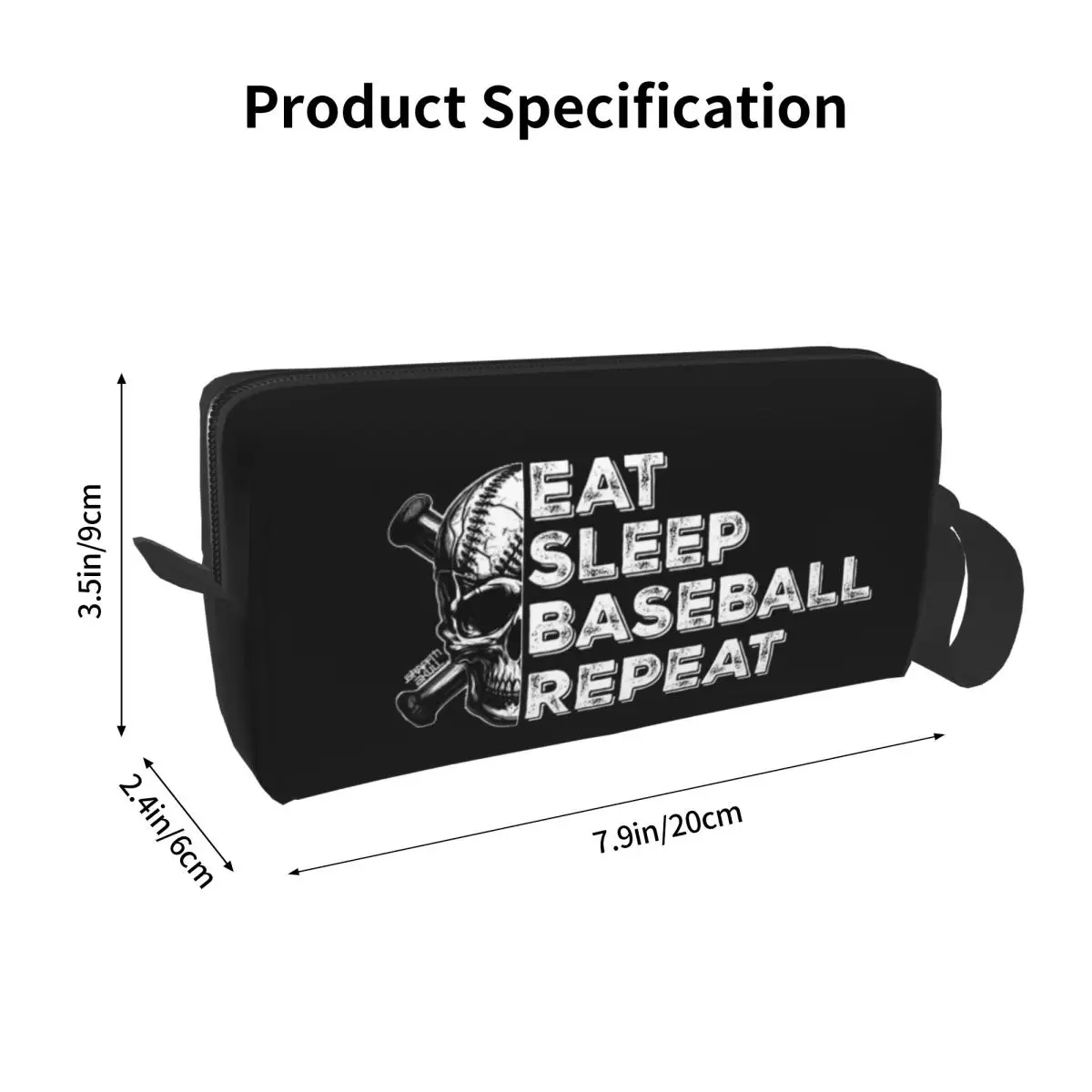 Eat Sleep Baseball RepeatMakeup Bag Cosmetic Organizer Storage Dopp Kit ToiletryCosmetic Bag for Women Beauty Travel Pencil Case