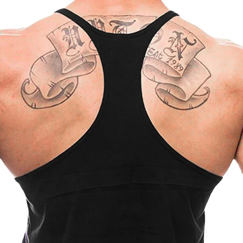 MUSCLEGUYS Y Back Running Vests Mens Cotton Gym Stringer Tank Tops Bodybuilding Sleeveless Singlets Muscle Fitness Clothing