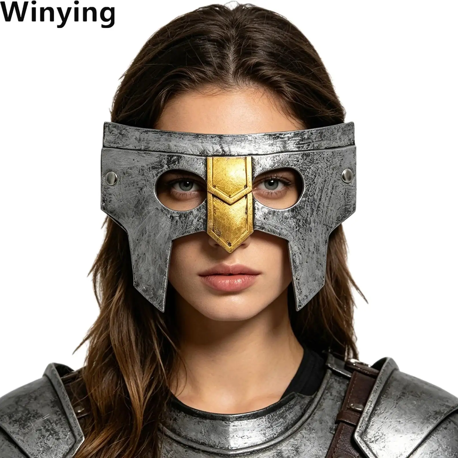 Warrior/Eagle Cosplay Half-face Mask Decoration Face Armour for Halloween Theme Party Carnival Stage Performance