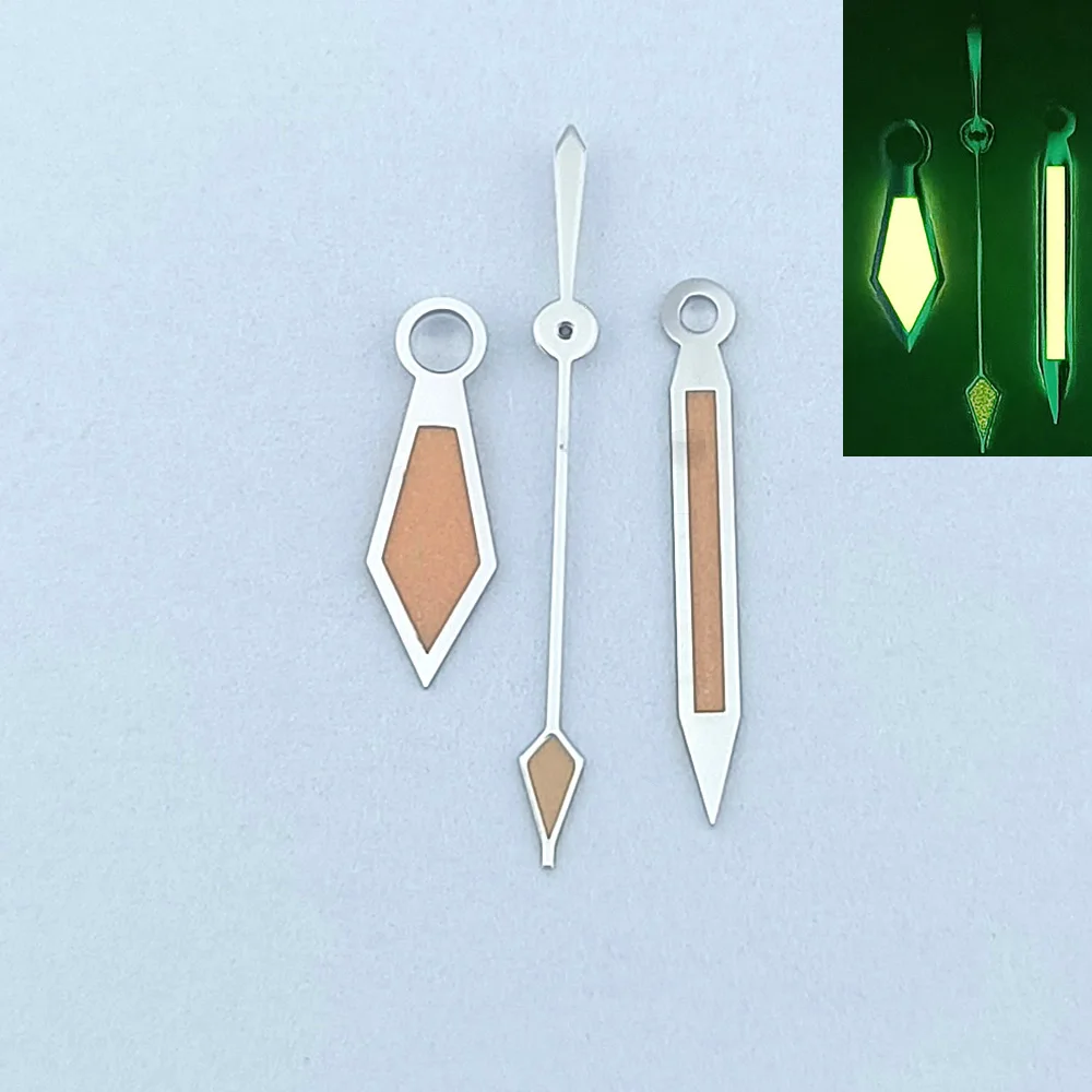 ساعة يد مصقولة nh35 باللون الأزرق والأخضر ومؤشر ساعة مضيء 7*11*12 عقارب ذهبية وفضية وردية ﻿