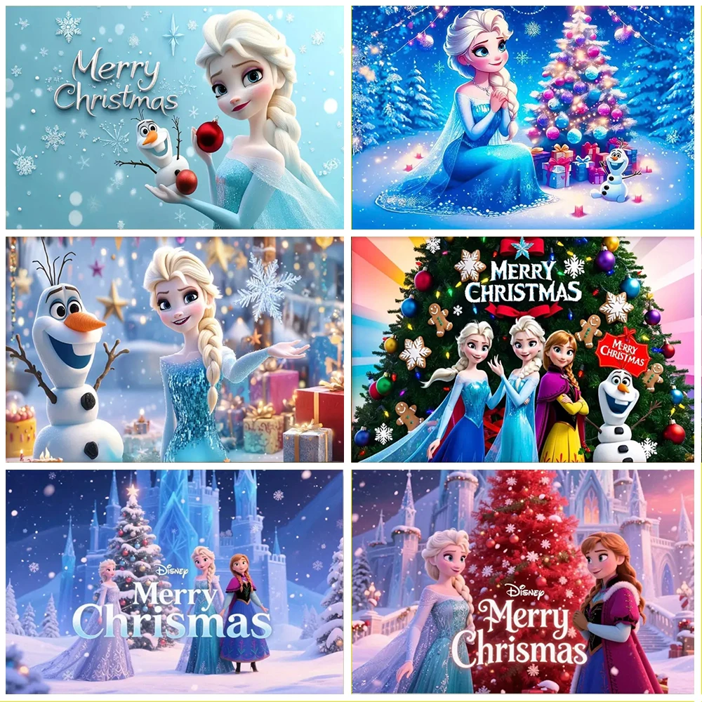 

Disney Frozen Elsa Princess Christmas Background Supplies Baby Bath Backdrop Photo Shoot Prop Girl Birthday Party Decorations