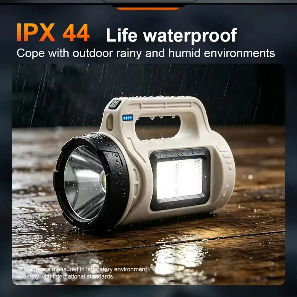 High-Intensity Solar Flashlight Long-Lasting Rechargeable Handheld Searchlight Outdoor Waterproof Long-Range LED Light
