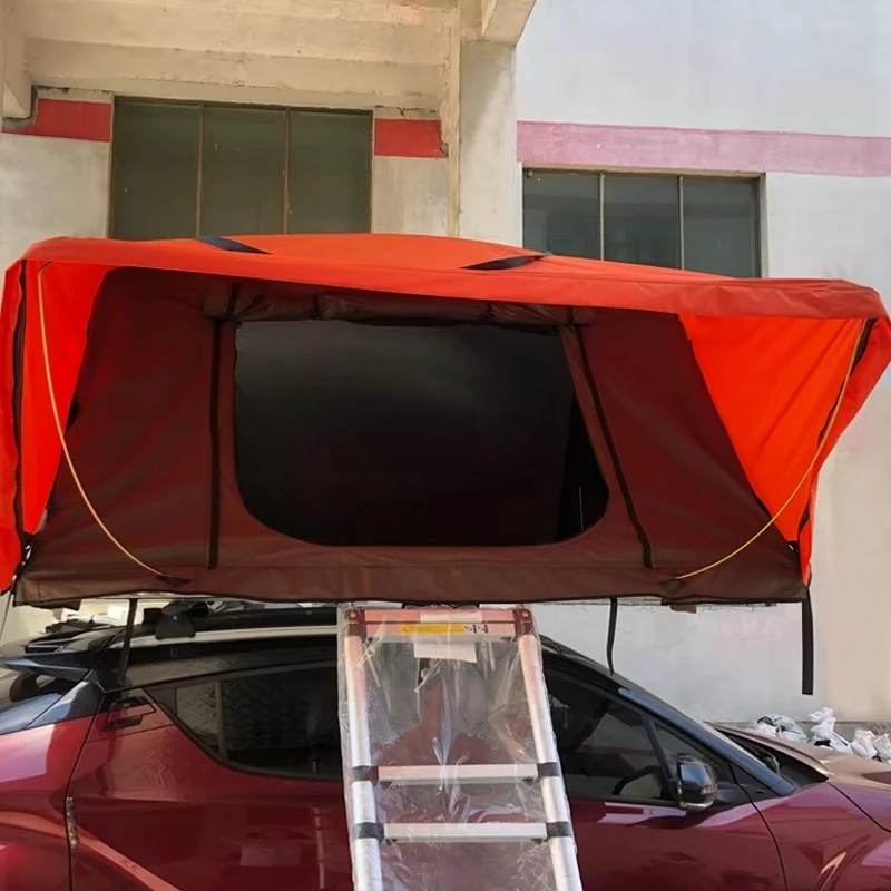 4-Person Outside Camping Rooftop Tent for 4x4 Vehicle Overlanding Hard Shell with Canvas Fabric