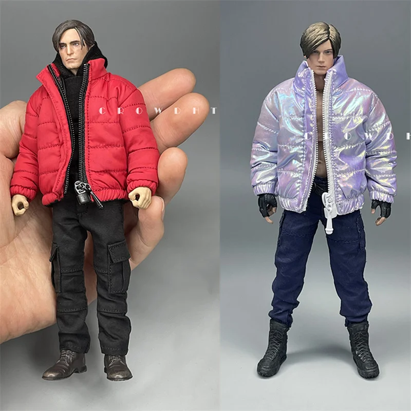 1/12 Scale Model Men Jacket Stand Collar Parkas Thicken Warm Short Zip Coat Duck Down Accessory Fit 6 Inch Action Figures Toys