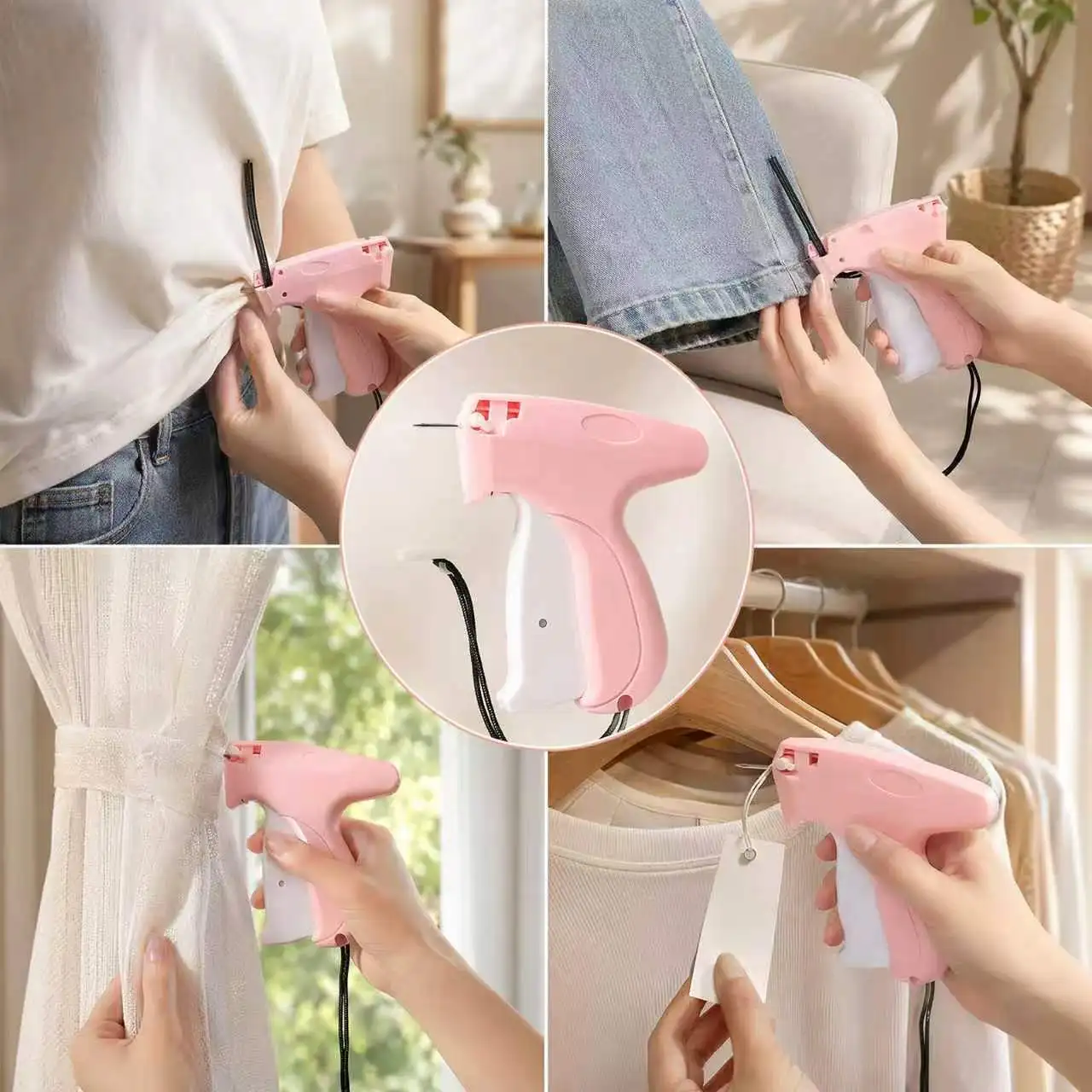 Clothing Sewing Gun - Handheld Sewing Machine Stitching Gun - Quick Clothing Fastener Tagging Gun, Includes 6 Needles, with 500 Black and 500 White Fasteners