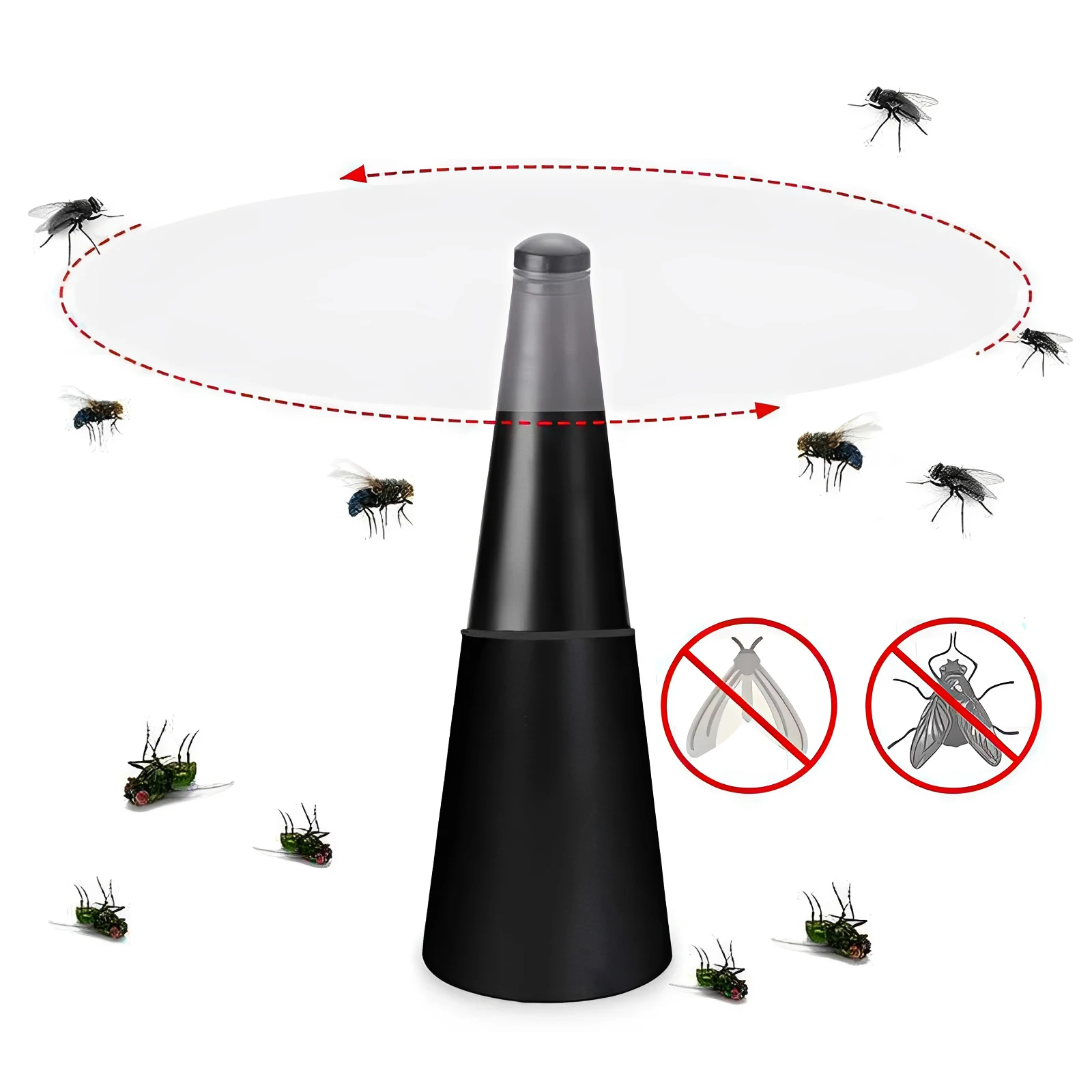 Multi-Functional Fly Fans with Light Strip Indoor Outdoor Flies Repellent Fan Table Top Fly Spinner for Restaurant Kitchen