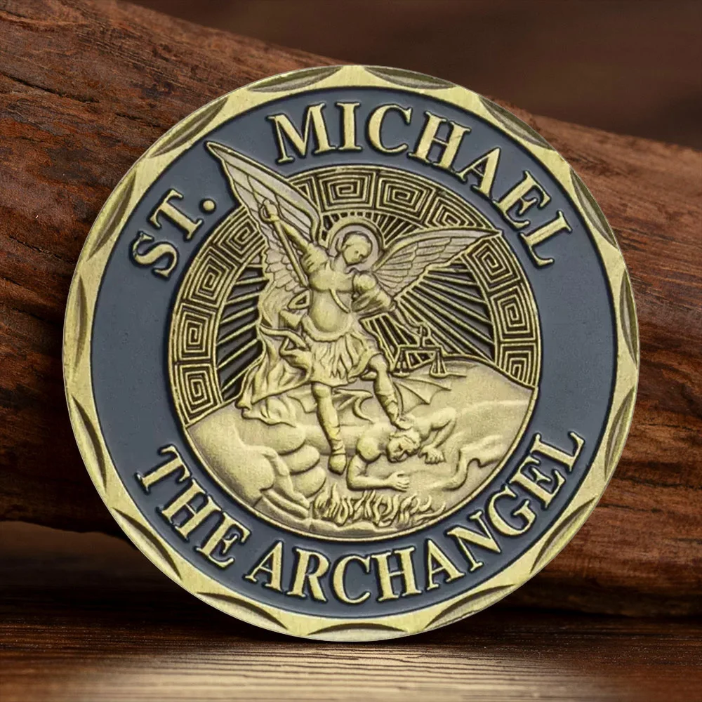The Archangel St. Michael Collectibles Coin Our Fallen Officer Patron Service Honor USA Bronze Plated Challenge Coins