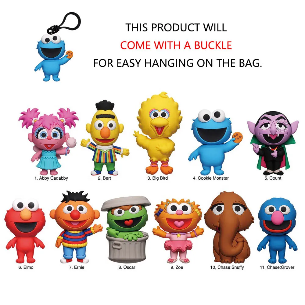 1pc Sesame Street Officially Licensed Mystery Bulk Bag Clip Keychain Random One ELMO or Other Characters For Friends Gifts