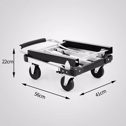 Household four-wheel silent trolley folding flatbed portable trolley luggage cart pull truck trailer truck