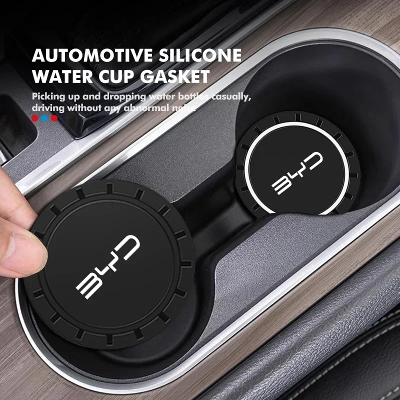 Silicone Anti‑Noise Car Cup Coaster Pads For BYD Seal U Dolphin Mini Sealion 7 Song Pro ATTO 3 Yuan UP Dolphin Seal 5