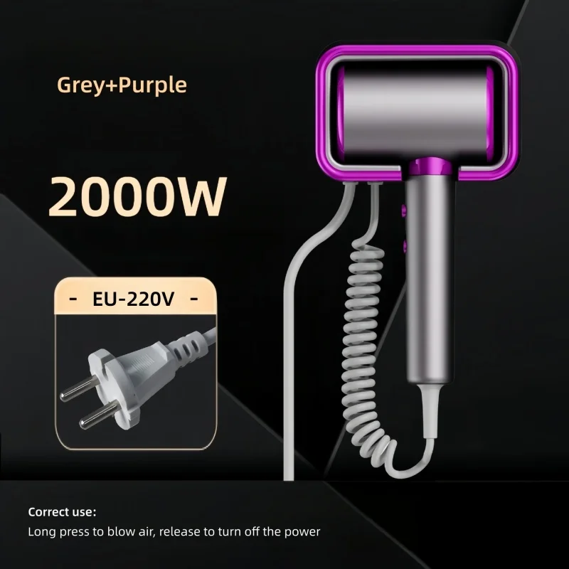 New Hotel Specific Hair Dryer, Non Perforated Wall Mounted 2000w High-Power Quick Drying Moisturizing Ion Hair Dryer, 220V