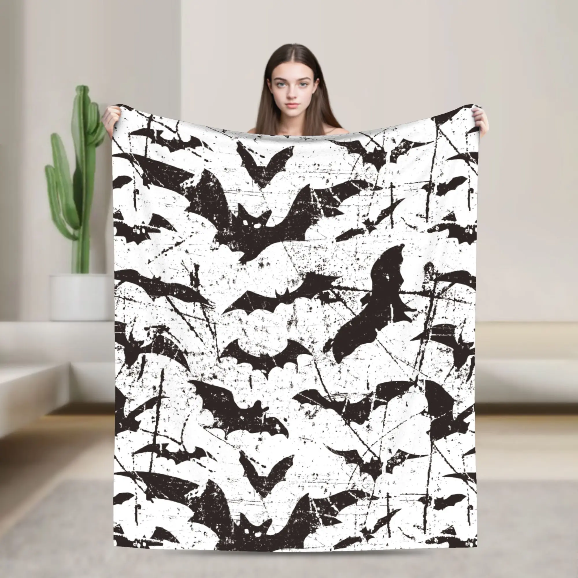 

Одеяло с летучими мышами на Хэллоуин, коралловое флисовое плюшевое весенне-осеннее портативное мягкое одеяло для постельного белья, дивана, плюшевое тонкое одеяло