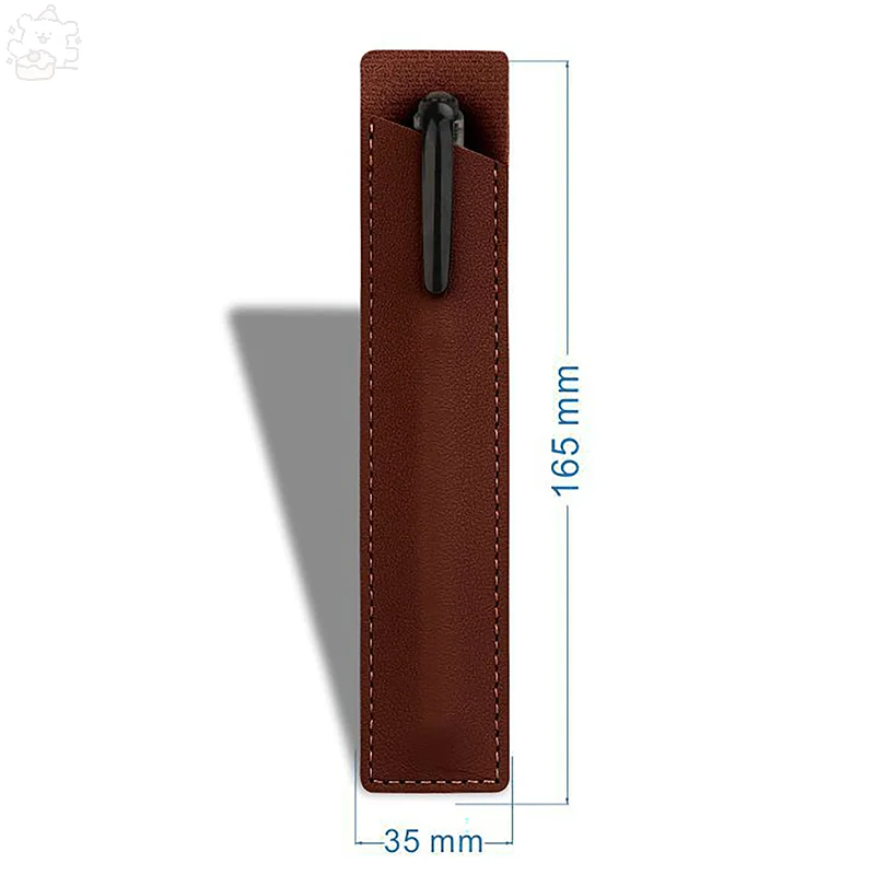 Portable PU Leather Pen Case Solid Color Scratch-resistant