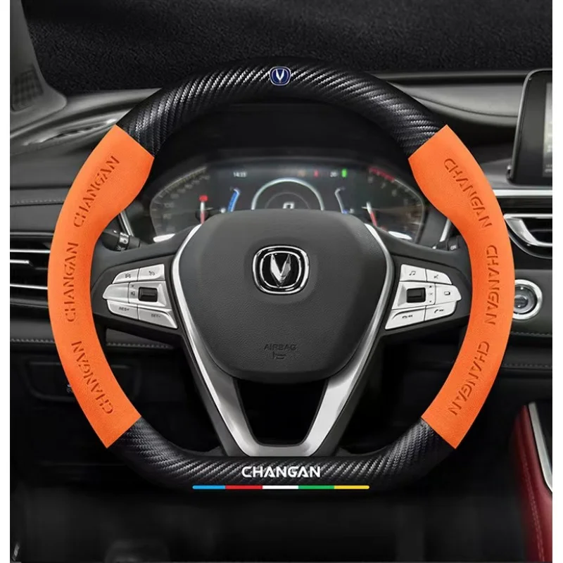 Funda de volante de gamuza para Changan CS95 CS15 CS85 CS35 CS75 CS55 CX70 UNI-V UNI-T UNI-K Raeton Dado Alsvin Hunter XT 4