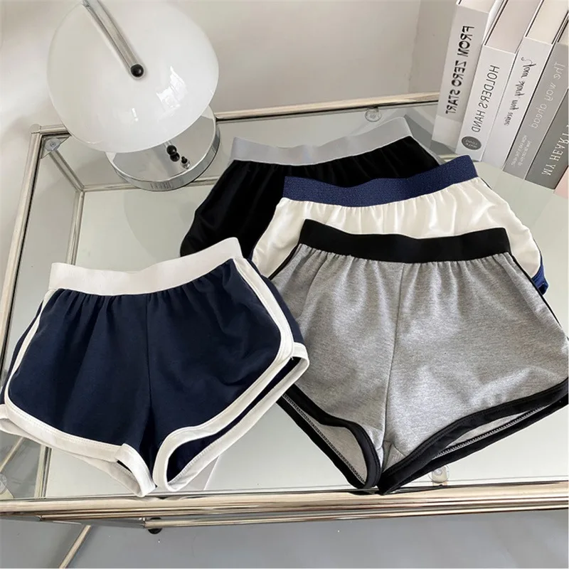 Short de sport pour femme, couleur unie, simple, décontracté, amincissant, rayé, taille haute, mode d'été