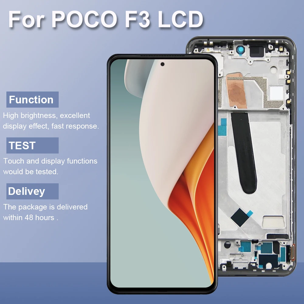 Super AMOLED Screen for Xiaomi Poco F3 M2012K11AG LCD Display Touch Screen Digitizer with Frame for POCO  F3 Screen Replacement