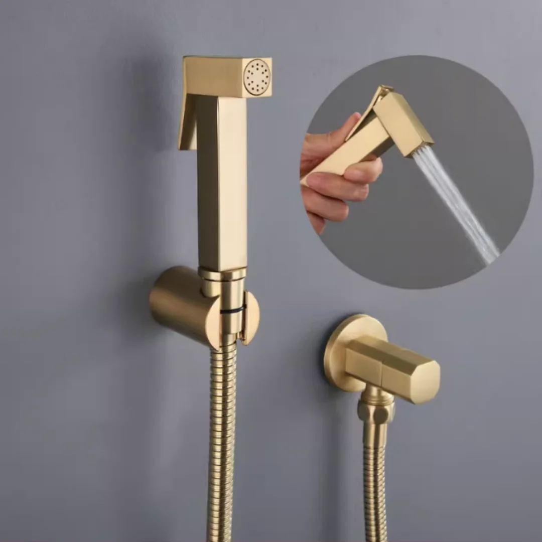 رمادي بيديه للحمام صنبور الماء البارد نحى الذهب المرحاض البخاخ عدة النحاس باليد المرحاض صنبور البخاخ دش رئيس أسود