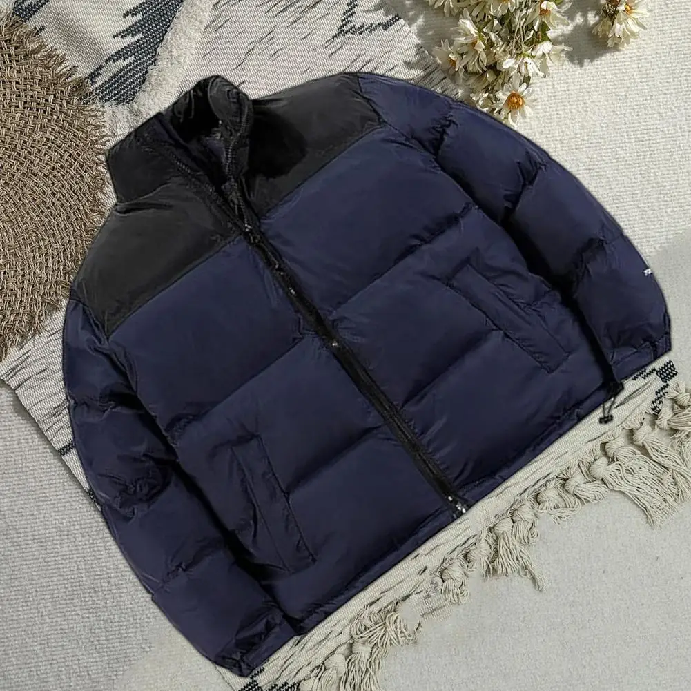 Abrigo de algodón acolchado a prueba de viento para hombre, chaqueta de manga larga con bolsillos y cuello alto, elegante, ropa para exteriores