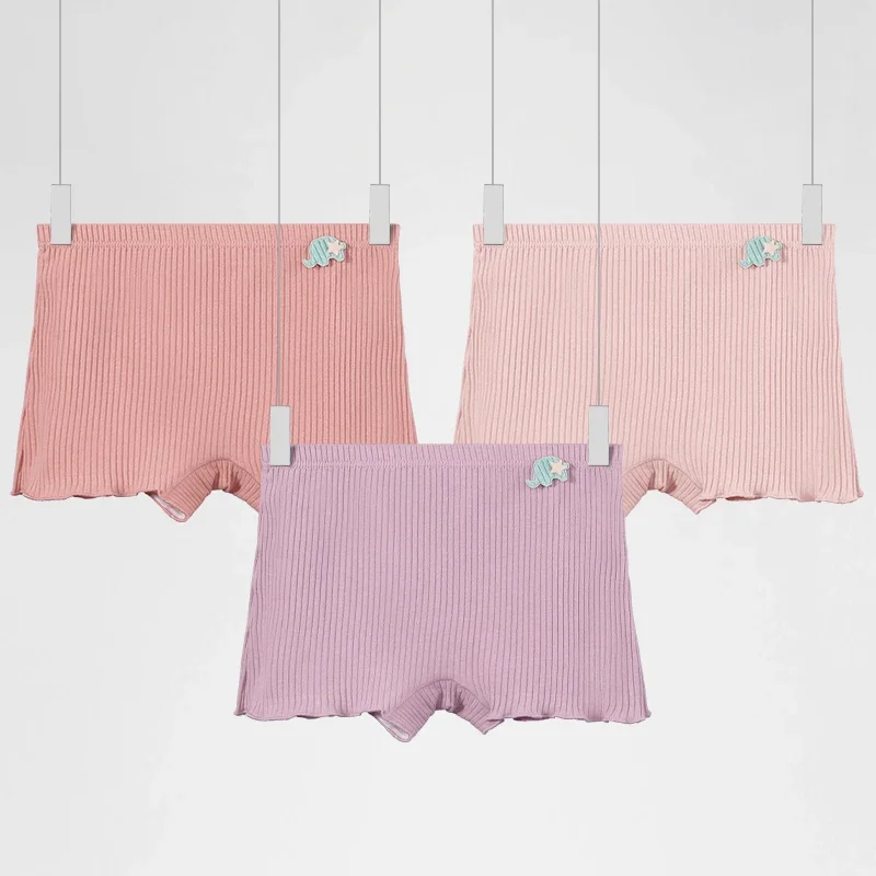 5PCS Children's underwear, soft cotton flat-toe pants for girls, summer thin and simple, big kids, small girls, four-corner baby