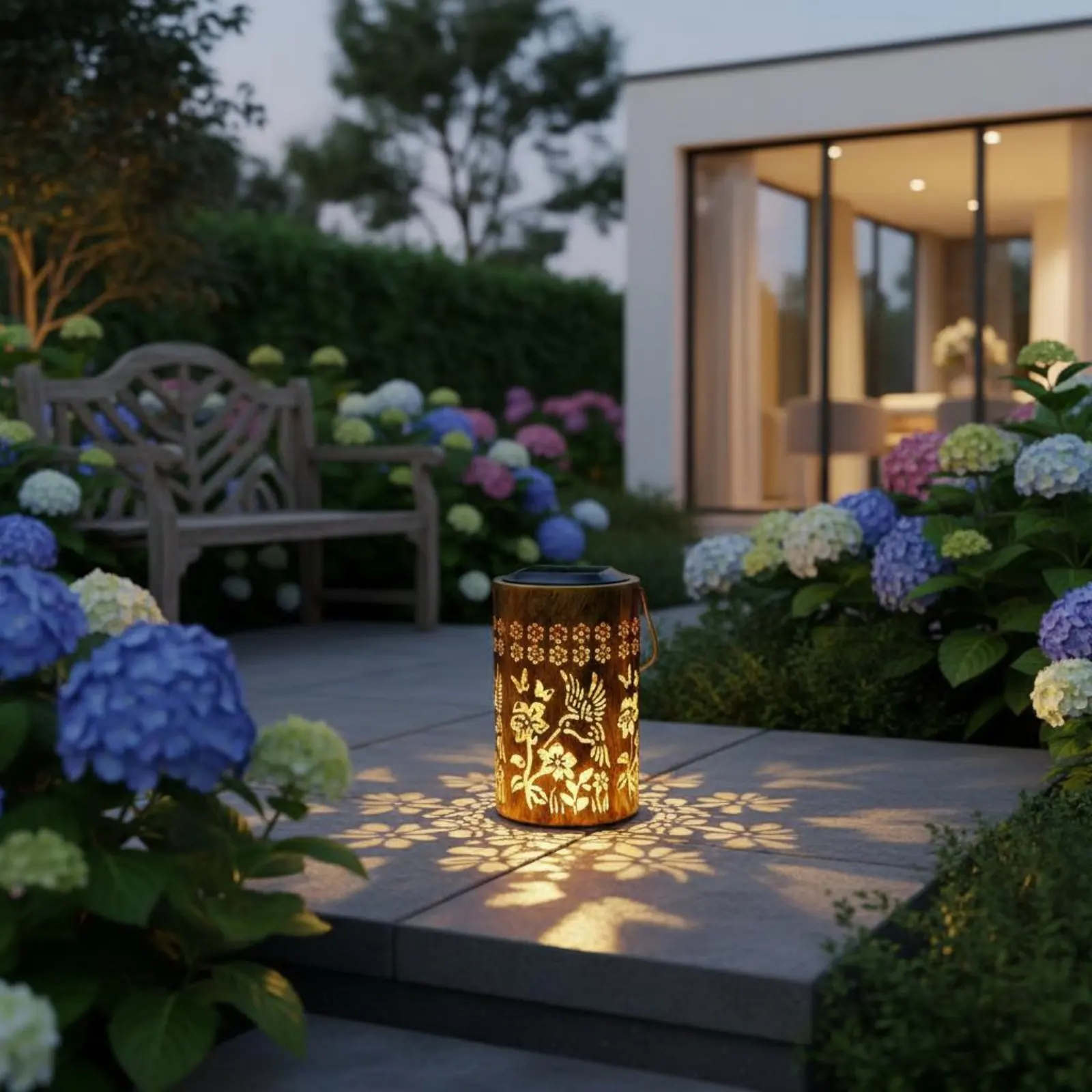 Solar Hummingbird Lantern IP65 Solar Projection Lantern Hummingbird Shadow Light Waterproof Outdoor Decoration for Patio