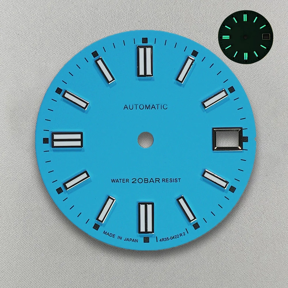 28.5mm S Logo Matte Tiffany Blue Dial Suitable For NH35 Movement C3 Strong Green Luminou Watch Modification Accessories