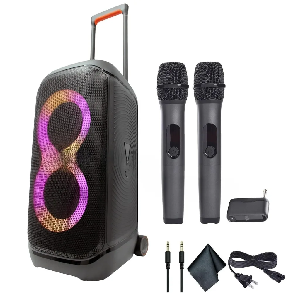

240W Portable Wireless Splash Proof Speaker with Deep Bass, 12H Playtime, Microphone System, AUX Cable for Party Karaoke, Custom
