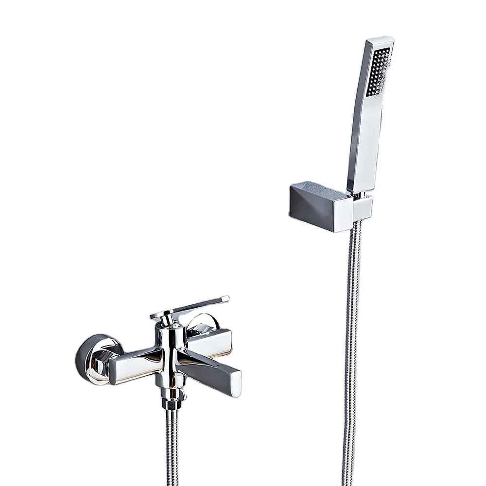 

Wholesale Copper Wall Mounting Bathroom Shower Mixer Faucet Accessories Hand Showers Set Chrome Black Gold