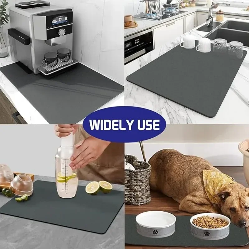 Super Absorbent Hide Stain Coffee Mat Non-Slip Rubber Sole Dish Drying Mat Easy Clean Kitchen Countertop Coffee Bar Pot Cup Mat