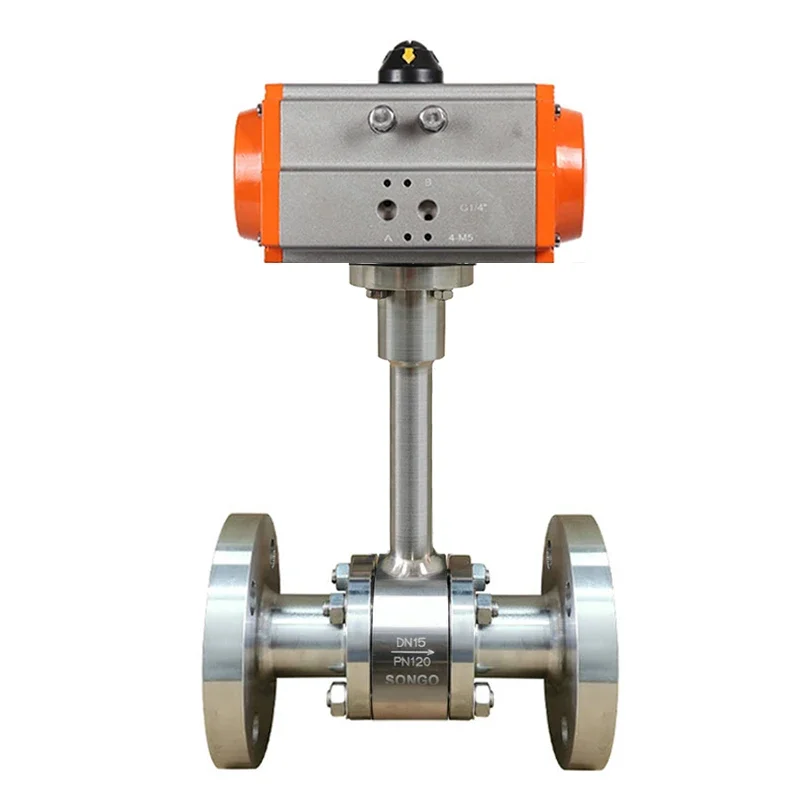 DN25 -196degree  Ultra-Low Temperature Forged SS304 Steel Extended Stem Female Thread Pneumatic Cryogenic Ball Valve image 5