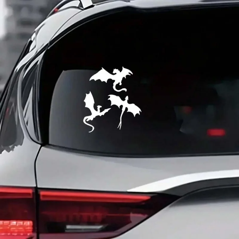 Durable Vinyl Flying Dragon Decal - Sleek Black Design For Cars, Laptops, Trucks Walls, Suitable For All Smooth Surfaces
