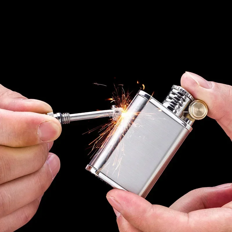 New Dual-Use Leader Lighter with Reusable Match - Windproof Creative Design, Portable Small Tool for Daily & Outdoor Use