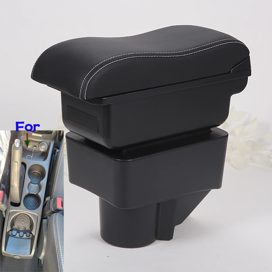 For Ford Fiesta Armrest Box For Ford Fiesta 3 Car Armrest 2011-2018 Car Storage Box Accessories PU Leather easy installation