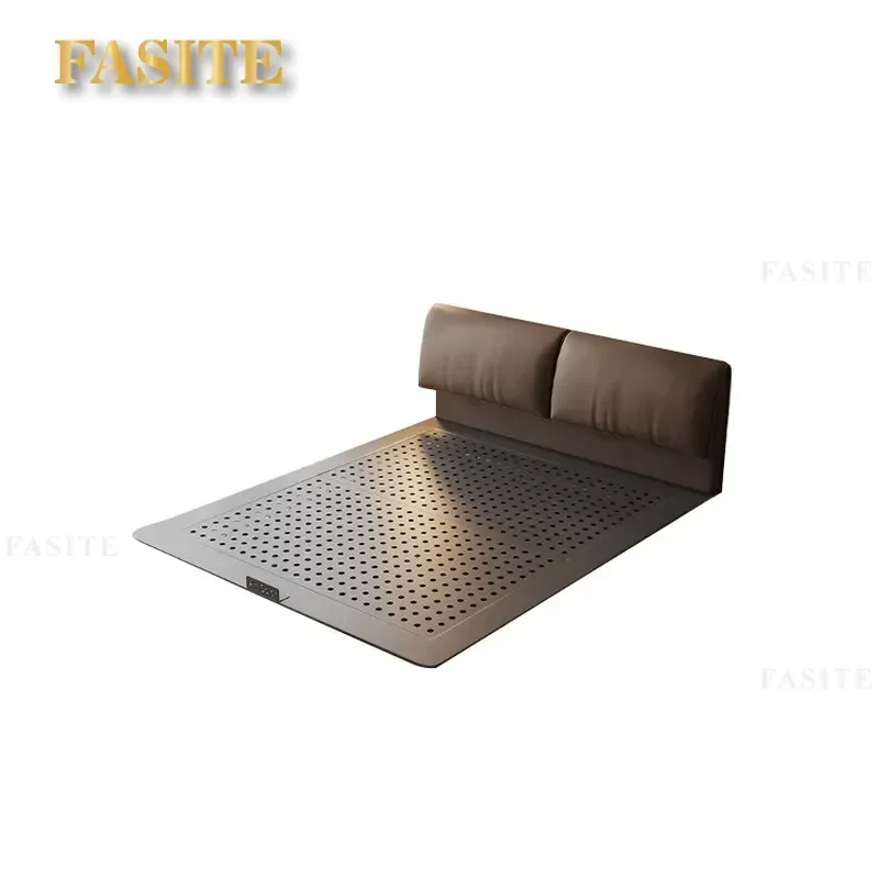 For Modern Simple Leather Bed with Elephant Ear Headboard Steel Frame Suspension Design Minimalist Style Zero Glue Eco