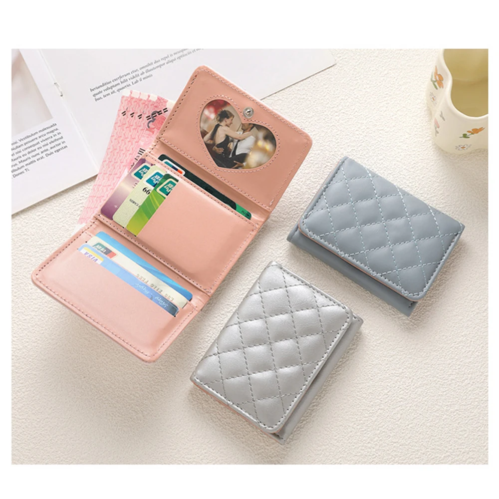 Portable Plaid Wallet Practical Elegant Trendy Short Wallet Classic Pu Wallet for Casual