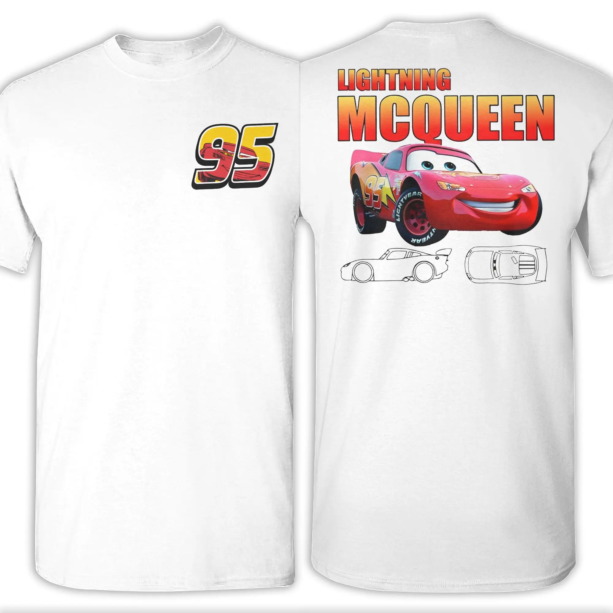 جديد 2025 سيارات 3 البرق ماكوين وسالي الذهاب 95 تي شيرت الرجال ملابس علوية من القطن الجدة Crewneck قصيرة الأكمام على الوجهين المطبوعة