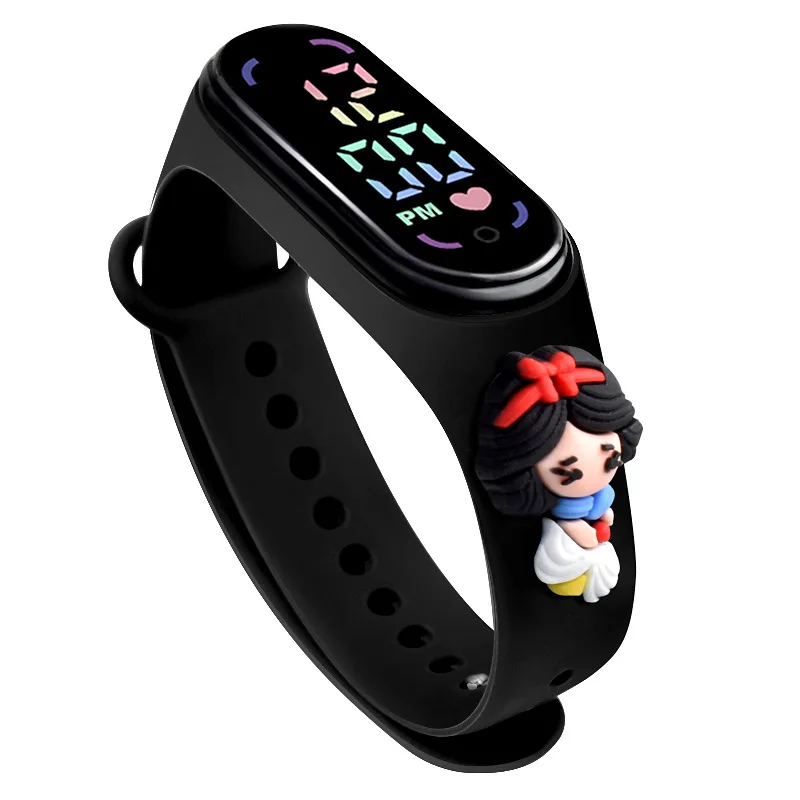 Disney-reloj electrónico de Frozen para hombre y mujer, pulsera impermeable con luz LED, personaje de Anime de dibujos animados, Blancanieves,