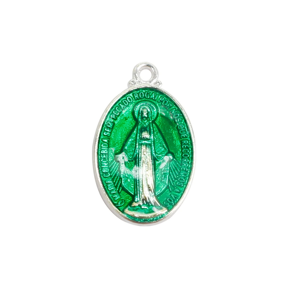 20pcs Alloy Enamel Silver Color Big Statement Oval Shape Virgin Mary Oil Drip Pendants Charms DLY Accessories DIY Jewelry Crafts