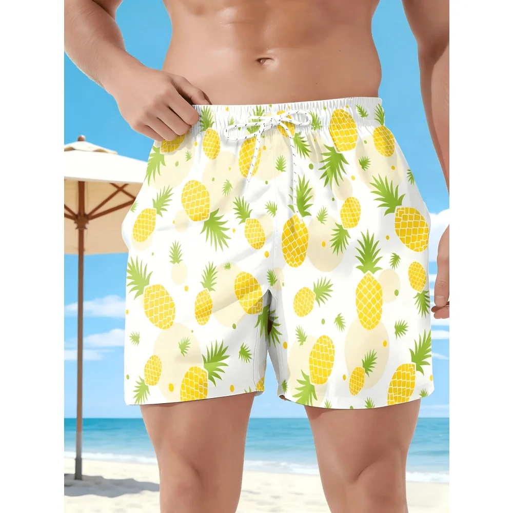 Hawaiian Palm Tree 3D Print Men's Casual Loose-Fitting Shorts Outdoor Beach Shorts Swim Trunks Summer Holiday Harajuku Shorts