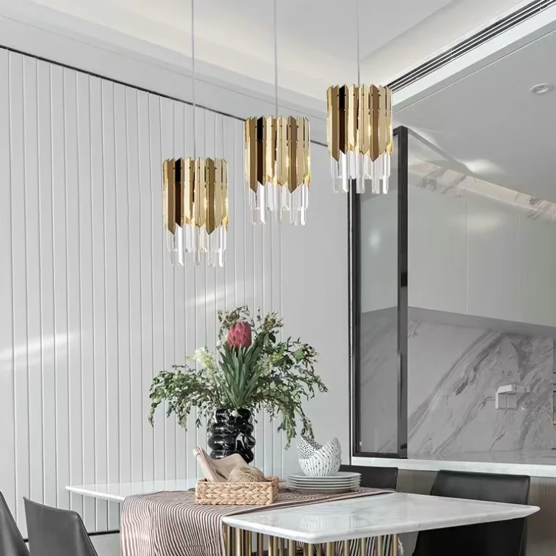 

Crystal Pendant Lights for Bedroom Bedside Hotel Hanging Lamp Kitchen Island Ceiling Chandeliers Gold Modern Luxury Decoration