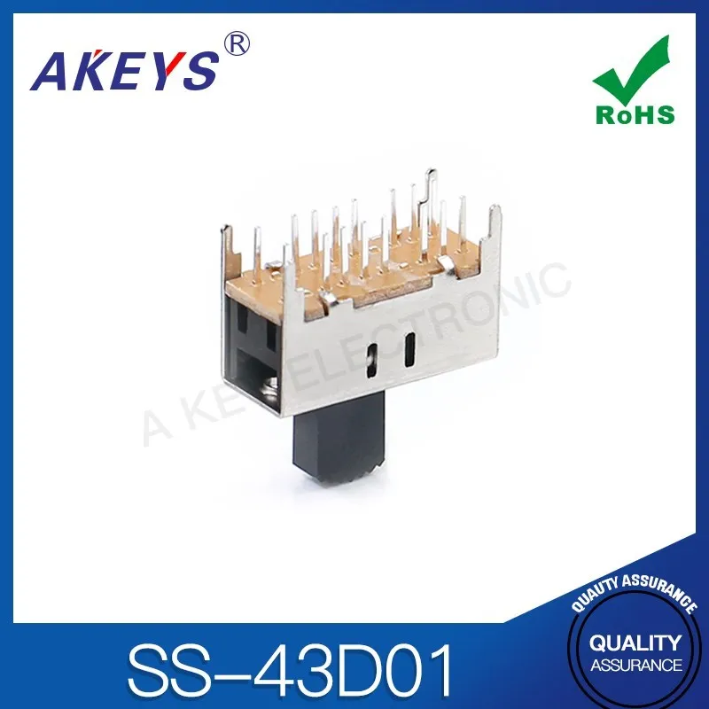 10pcs SS-43D01 (4P3T) 14mm Handle Height 3 Position Toggle Sliding Switch 4 Fixed Feet 16 Pin Vertical