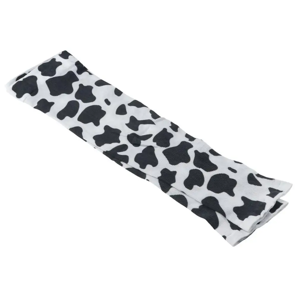 1Pair Portable Cow Pattern Ice Silk Sleeves UV Resistant Dacron Sleeve Cover Protection Thin Loose Ice Sleeves Outdoor