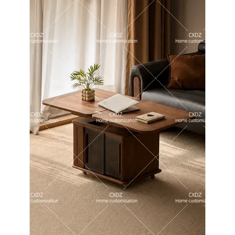 North American Black Walnut Solid Wood Coffee Table Living Room Movable Lifting Side Table Foldable Small Apartment Household