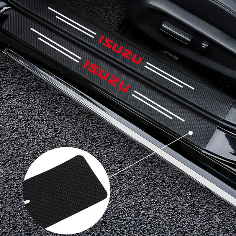 4pcs Carbon Fiber Car Door Sill Protection Sticker For Isuzu D-MAX D MAX Dmax I II WFR VAN NFR ATV TROOPER