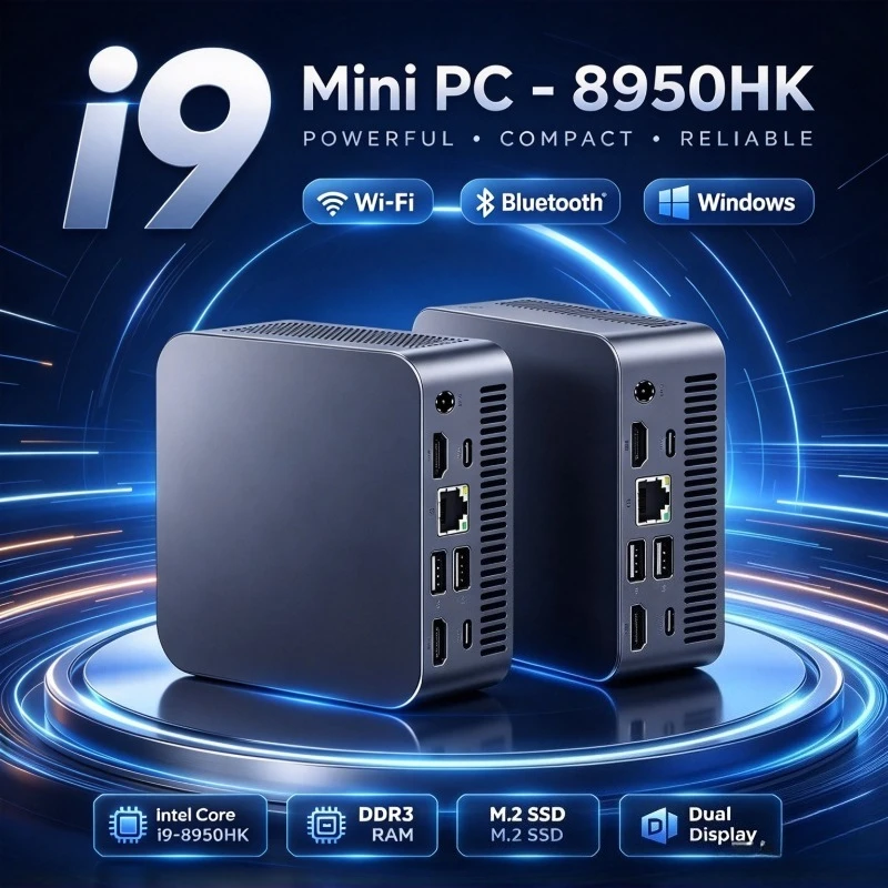 Mini PC Intel Core i9 8950HK 16GB RAM 1TB 2TB SSD PC Gamer Computer Dual WIFI BT5.2 4K HD Mini Gaming Pc Desktop