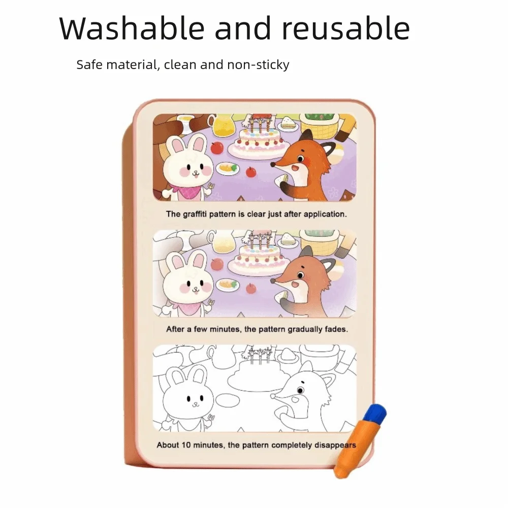 Cognition With Pen Water Drawing Book Clean Water Multi-scene Reusable Coloring Book DIY Design Reusable Educational Learning