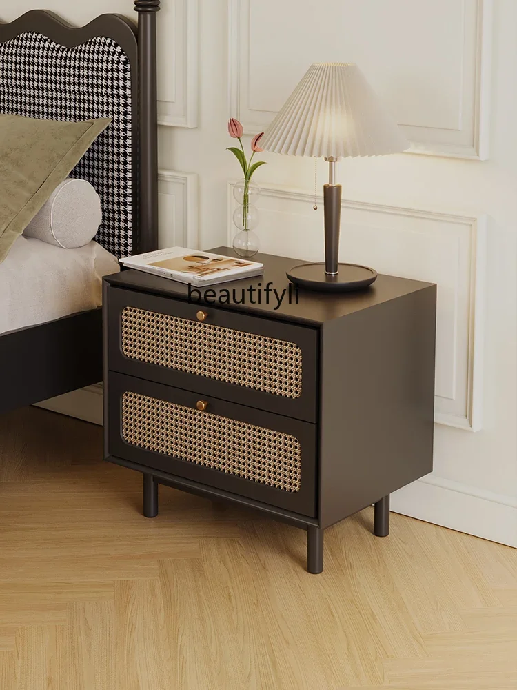 

zxqFrench Vintage Style Bedside Table Home Bedroom Bedside Side Cabinet Storage Cabinet