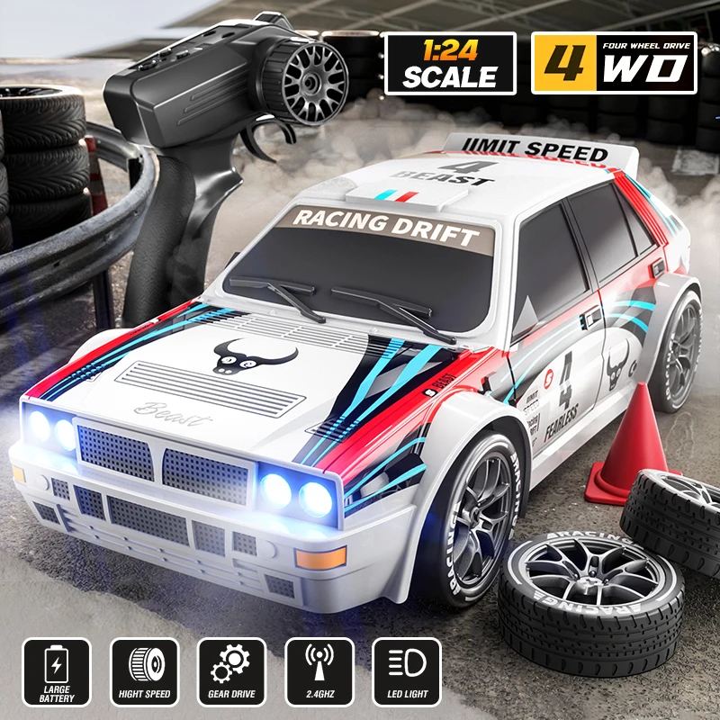 1/24 R/C Car 2.4G High Speed Drift 4WD Remote Control Car With Led Light Radio Controlled GTR Racing Model Boy Toys for Kid Gift