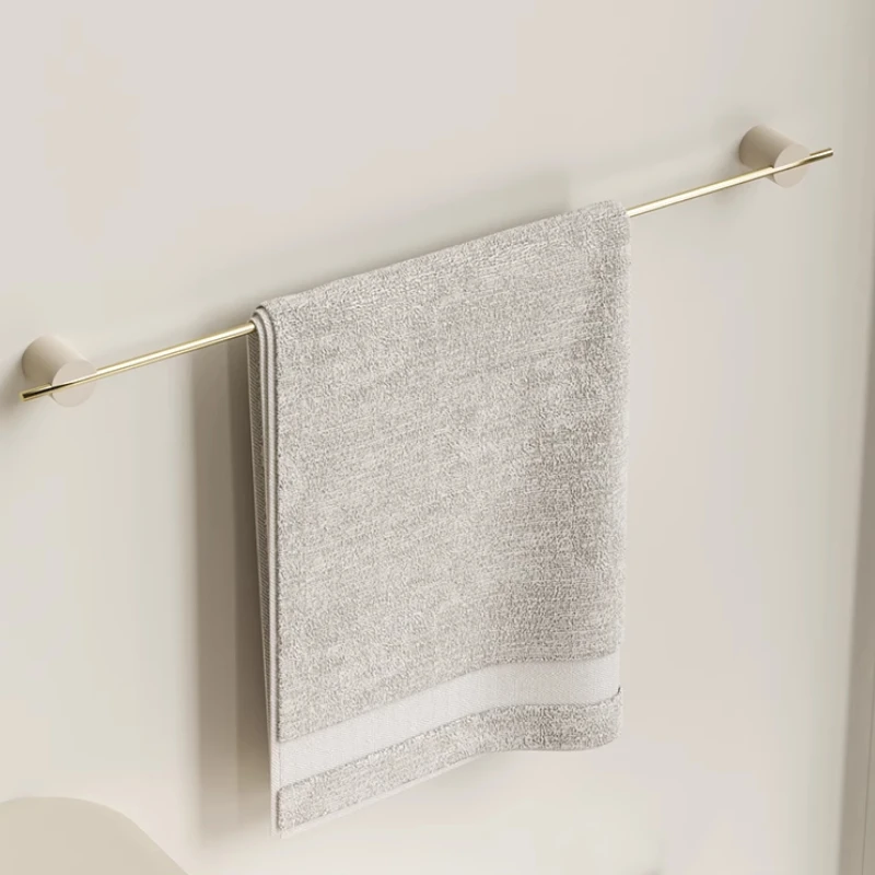 Solid Brass Towel Bar  Wear-Resistant Bath Shelf  Rustproof Single Rod Towel Rack  No-Drill Wall-Mounted Holder for Bathrooms