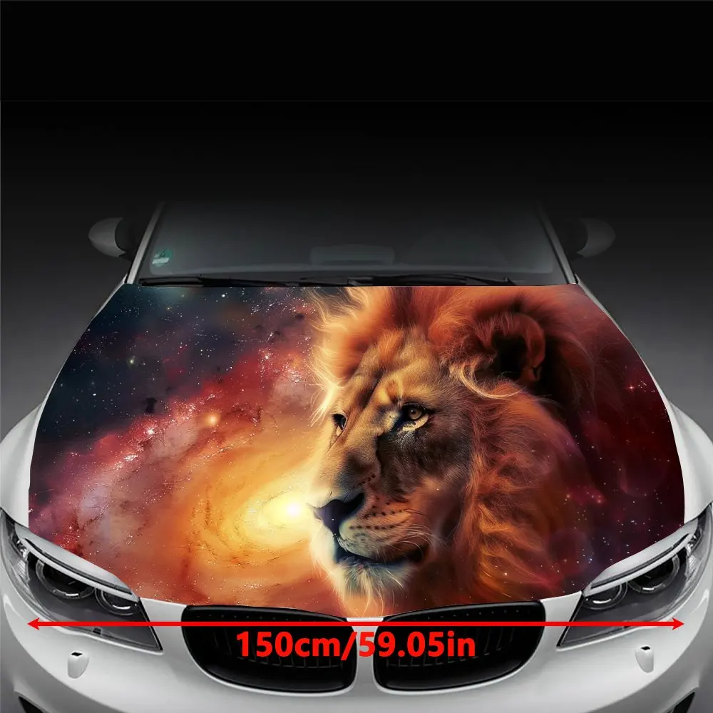 Mysterious Galaxy Starry Sky Lion Car Hood Wrap Color Vinyl Sticker Truck Graphic Bonnet Auto Accessories Decoration Decal Gift